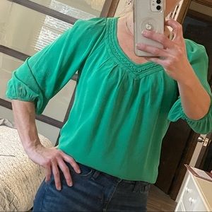 NWOT Diane Von Furstenburg Emerald Green Blouse
